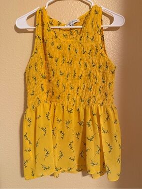 Rose & Olive Yellow Floral Smocked Tank